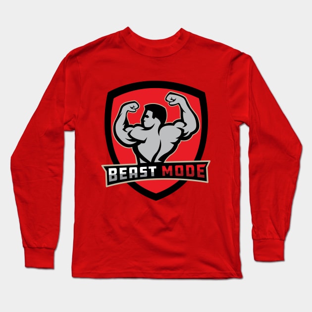 Body Building Muscle Beast Mode Long Sleeve T-Shirt by CreativeDezign